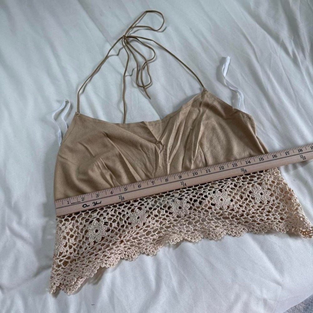 crochet halter top ‎ Y2K crochet trim halter top large - Picture 4 of 6